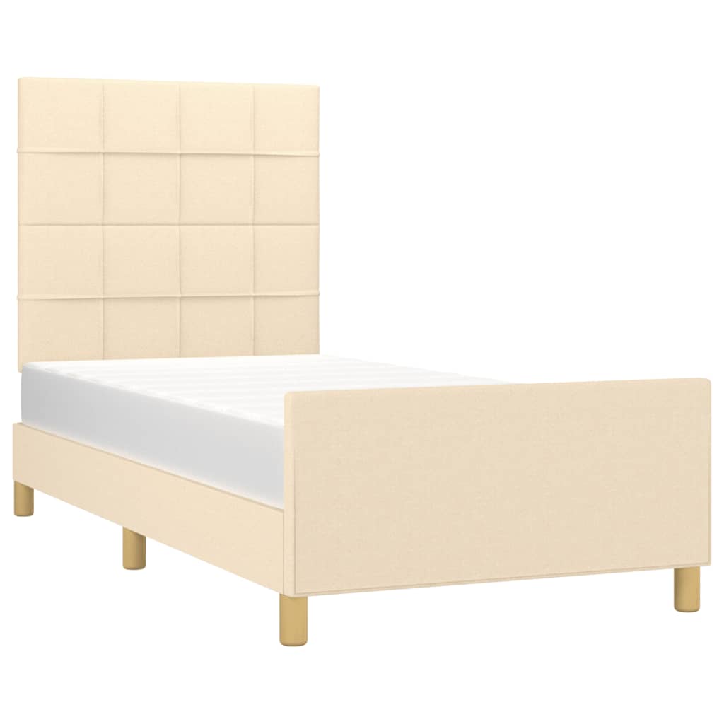 vidaXL Cadru de pat fără saltea cremă 90x190 cm țesătură