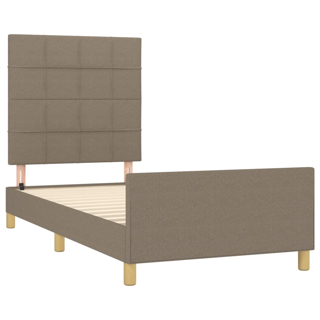 vidaXL Cadru de pat fără saltea Taupe 90x200 cm țesătură