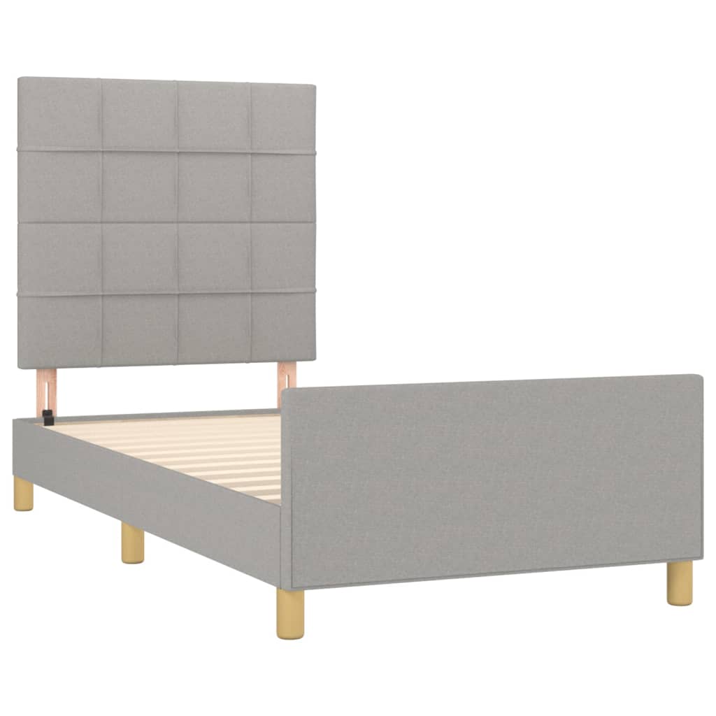vidaXL Cadru de pat fără saltea, gri deschis, 100x200 cm, textil