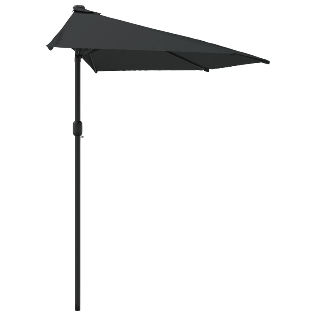 vidaXL Umbrelă de balcon tijă aluminiu negru 300x155x223cm semirotund