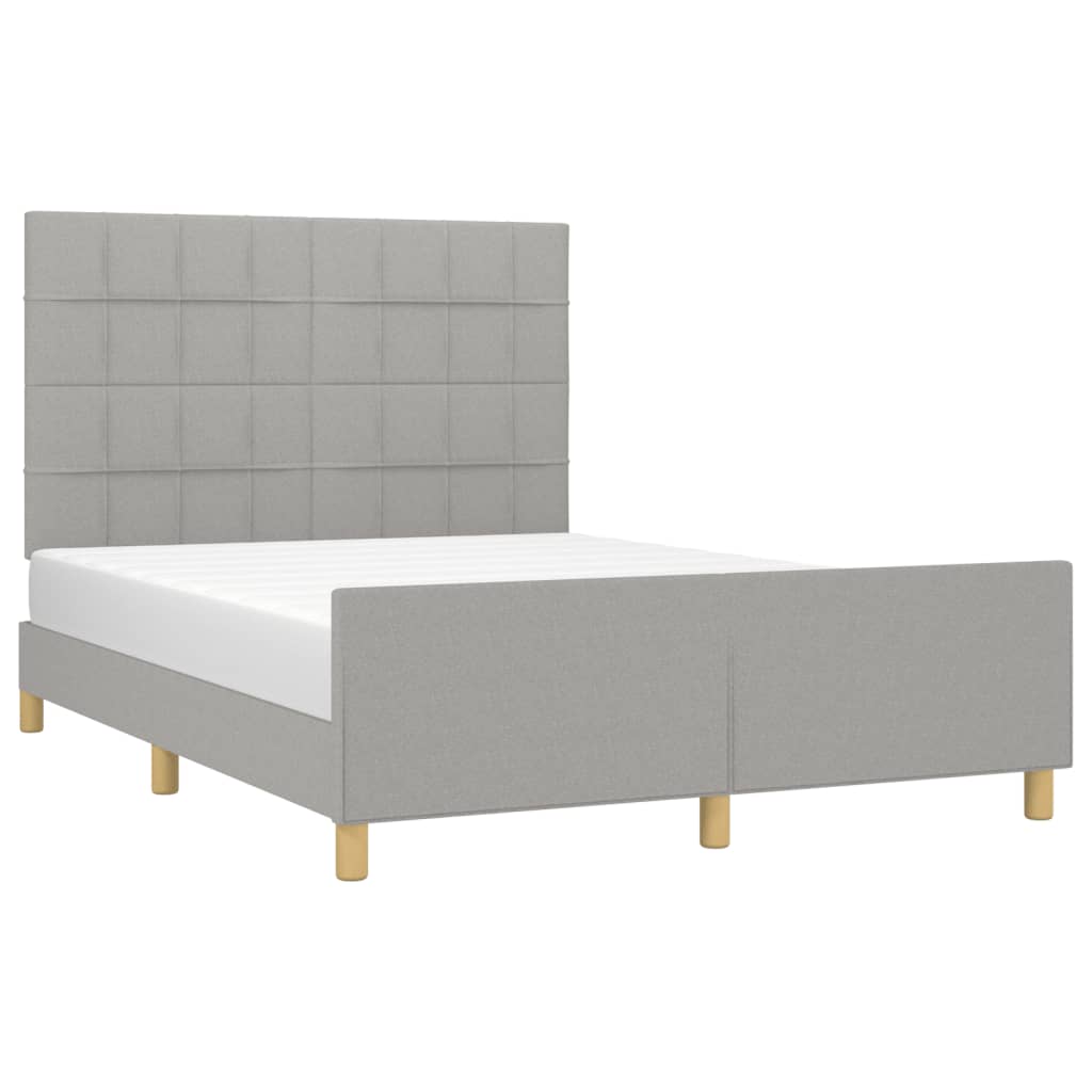 vidaXL Cadru de pat fără saltea, gri deschis, 140x190 cm, textil