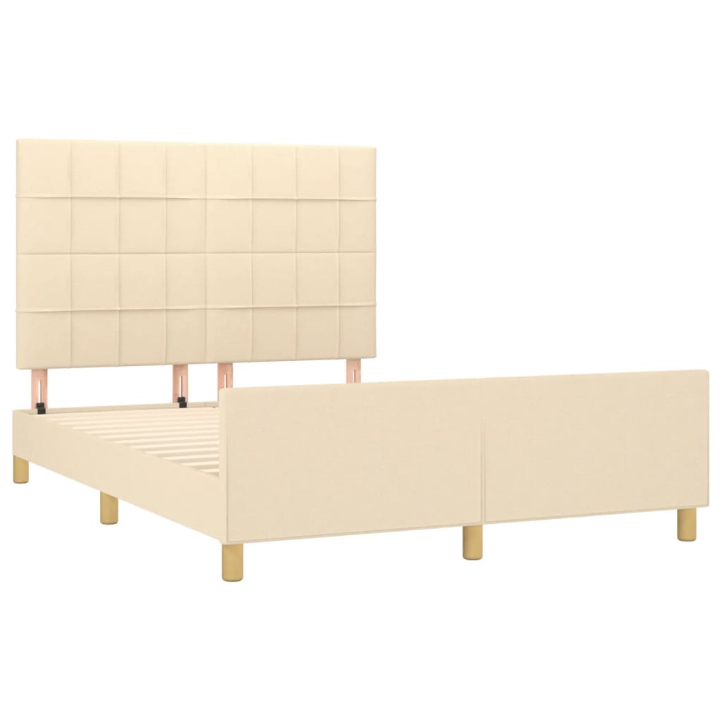 vidaXL Cadru de pat fără saltea, crem, 140x190 cm, textil