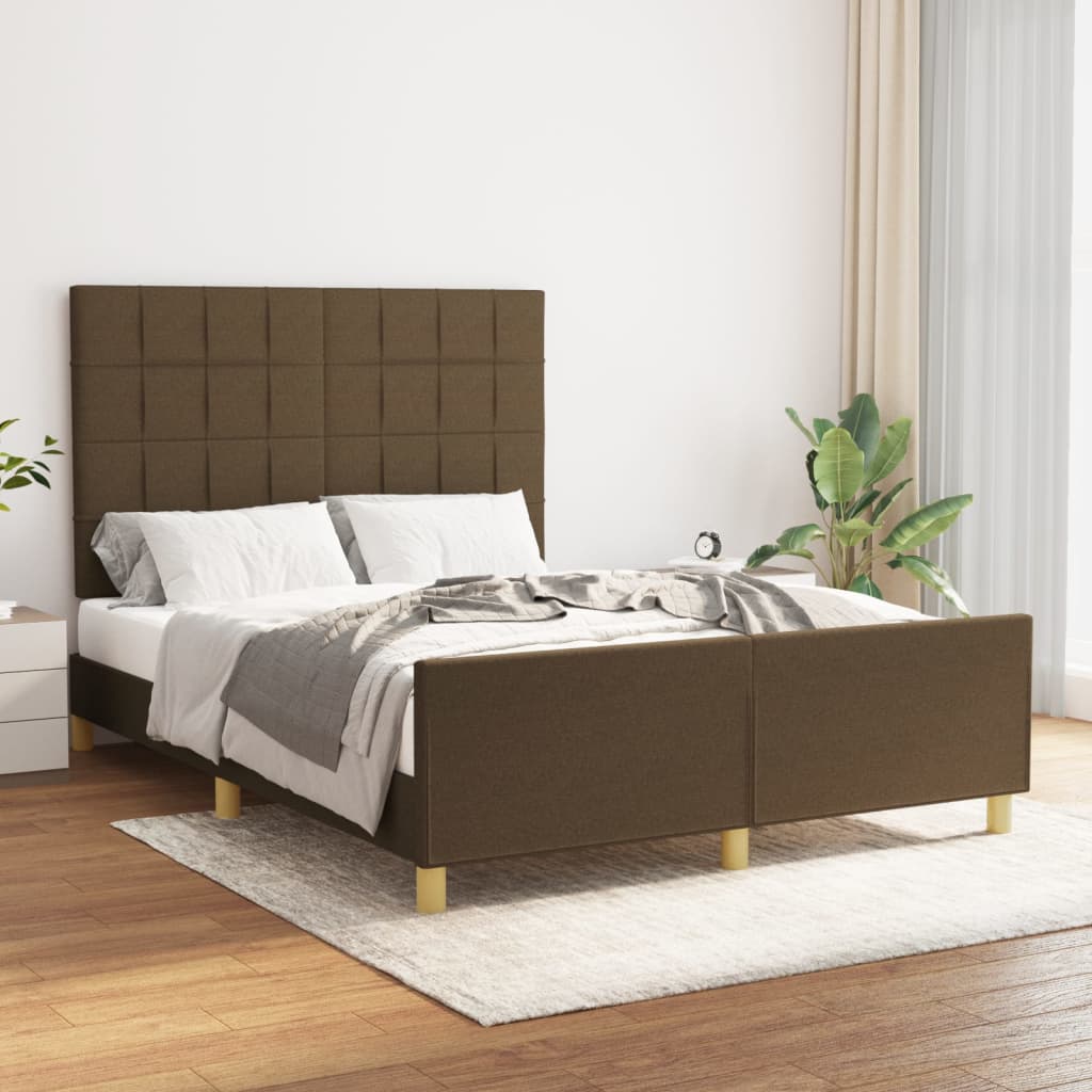 vidaXL Cadru de pat fără saltea, maro închis, 140x200 cm, textil vidaXL Cadru de pat fără saltea, maro închis, 140x200 cm, textil