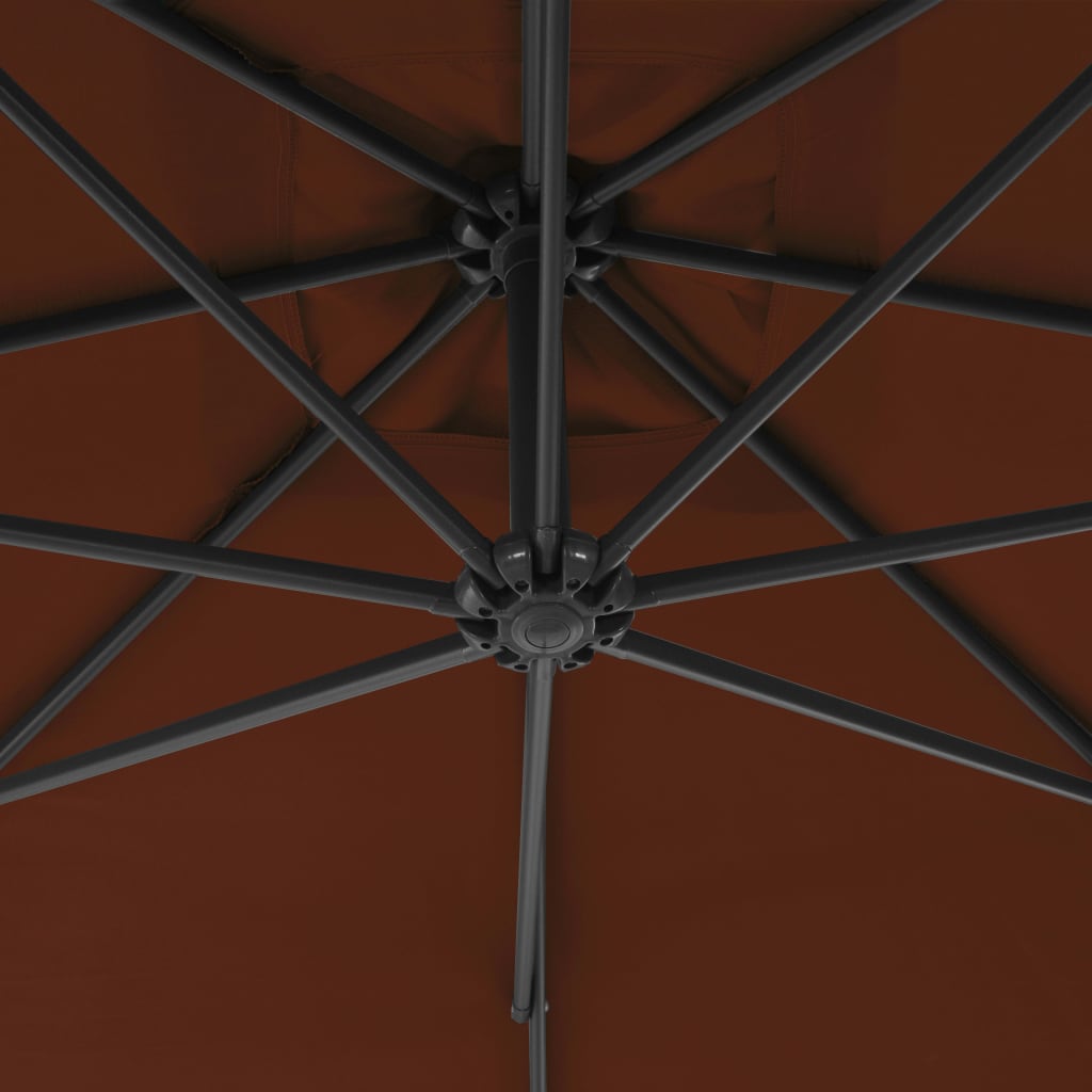 vidaXL Umbrelă suspendată cu stâlp din oțel, cărămiziu, 300 cm vidaXL Umbrelă suspendată cu stâlp din oțel, cărămiziu, 300 cm