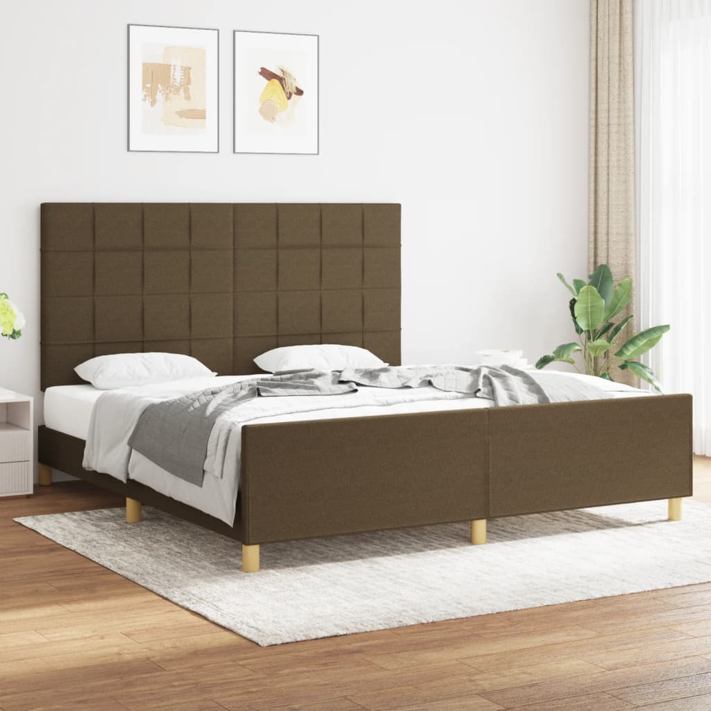 vidaXL Cadru de pat fără saltea, maro închis, 180x200 cm, textil vidaXL Cadru de pat fără saltea, maro închis, 180x200 cm, textil