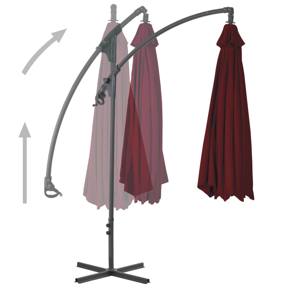 vidaXL Umbrelă în consolă cu stâlp din oțel, roșu vin, 250x250 cm vidaXL Umbrelă în consolă cu stâlp din oțel, roșu vin, 250x250 cm