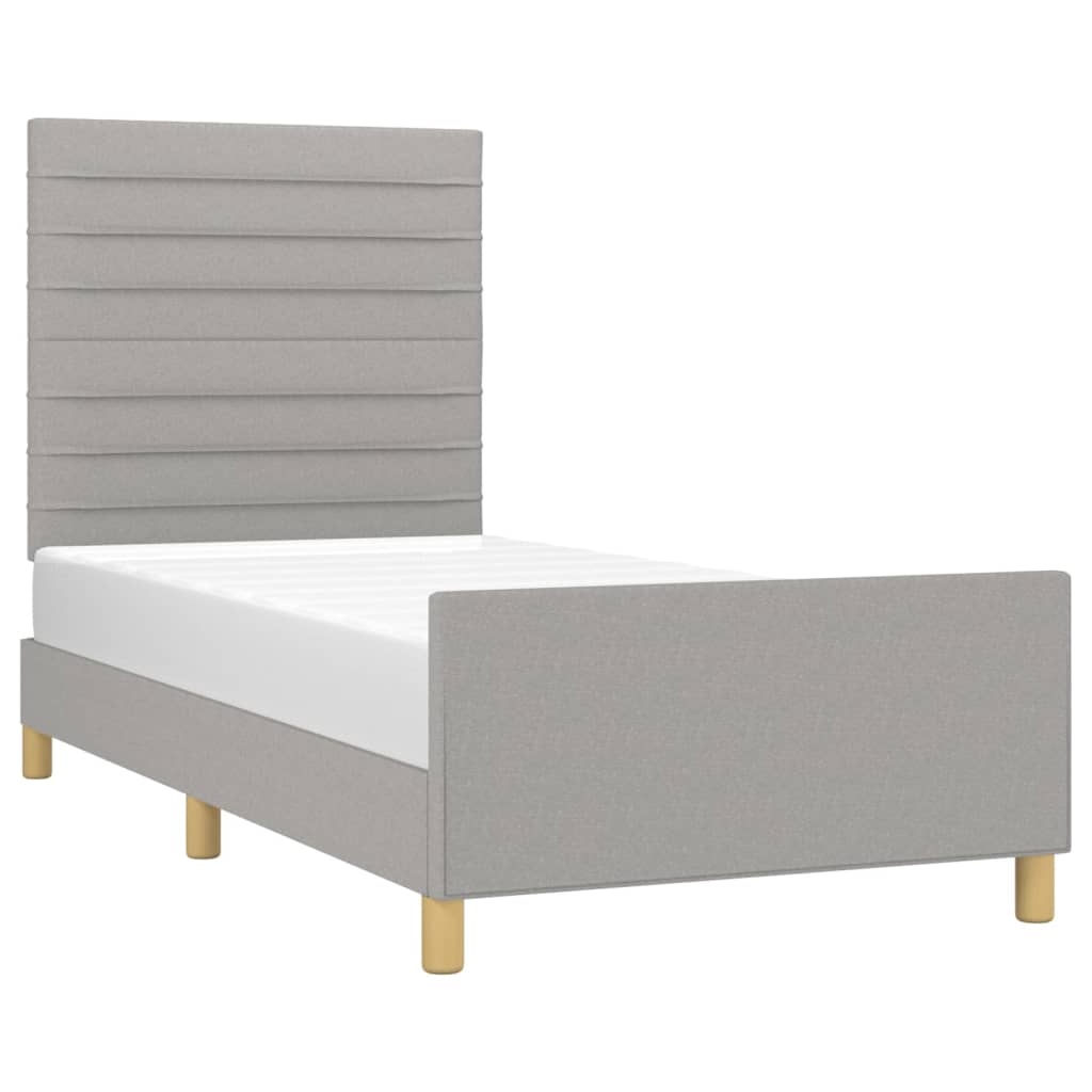 vidaXL Cadru de pat fără saltea, gri deschis, 90x200 cm, textil