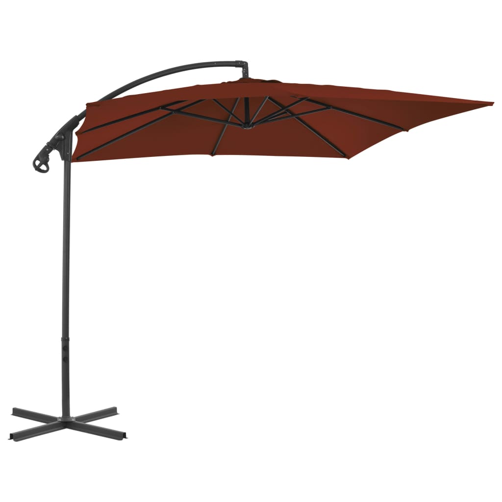 vidaXL Umbrelă suspendată cu stâlp din oțel, cărămiziu, 250x250 cm