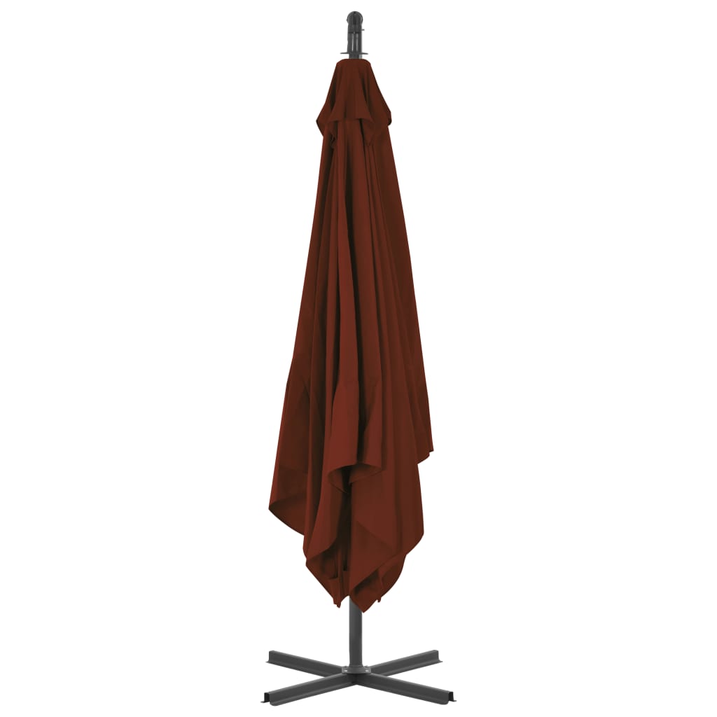 vidaXL Umbrelă suspendată cu stâlp din oțel, cărămiziu, 250x250 cm