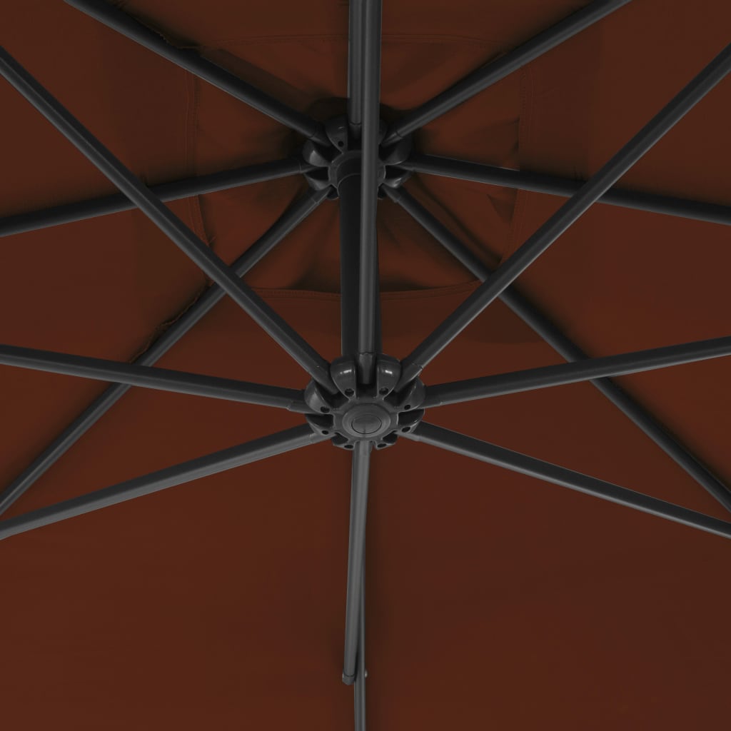 vidaXL Umbrelă suspendată cu stâlp din oțel, cărămiziu, 250x250 cm