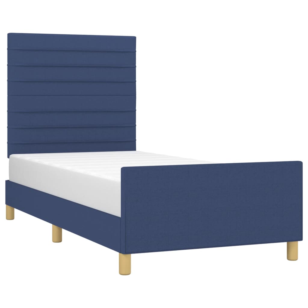 vidaXL Cadru de pat fără saltea țesătură albastră 100x200 cm vidaXL Cadru de pat fără saltea țesătură albastră 100x200 cm