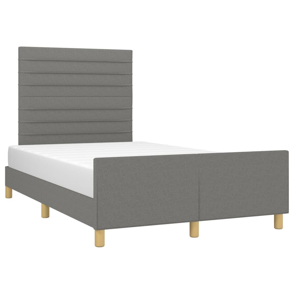vidaXL Cadru de pat fără saltea, gri închis, 120x200 cm, textil