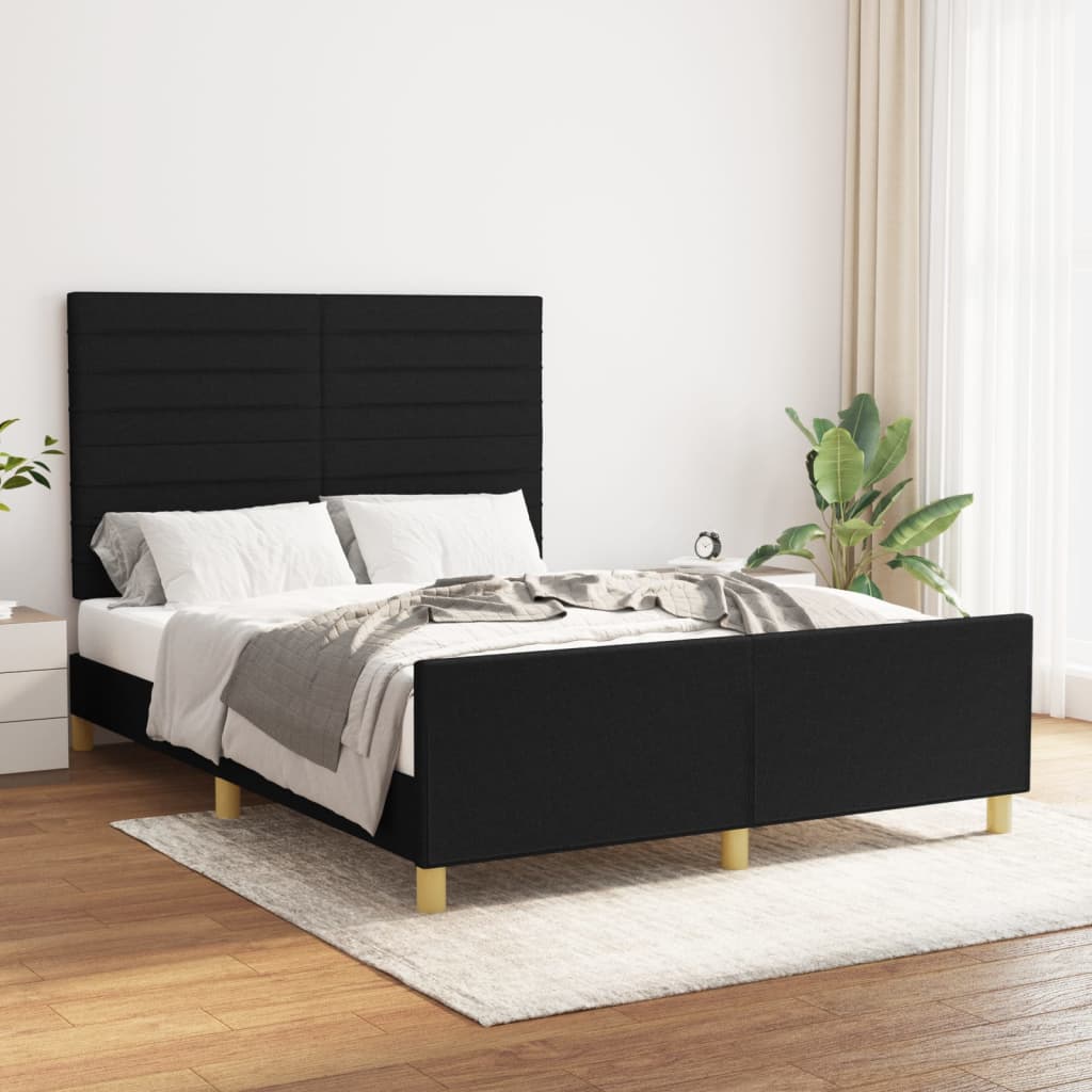 vidaXL Cadru de pat fără saltea, negru, 140x190 cm, textil vidaXL Cadru de pat fără saltea, negru, 140x190 cm, textil