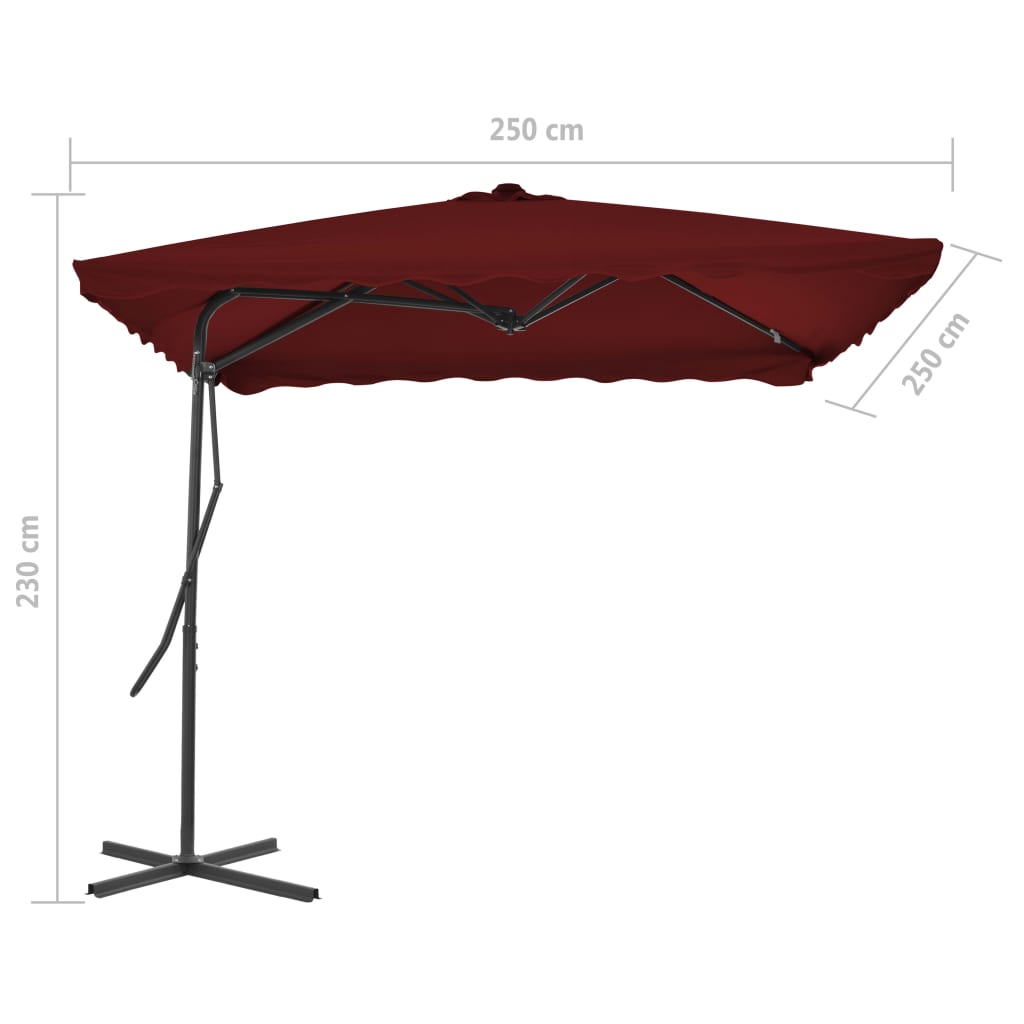 vidaXL Umbrelă de grădină, stâlp din oțel, roșu bordo, 250x250x230 cm vidaXL Umbrelă de grădină, stâlp din oțel, roșu bordo, 250x250x230 cm