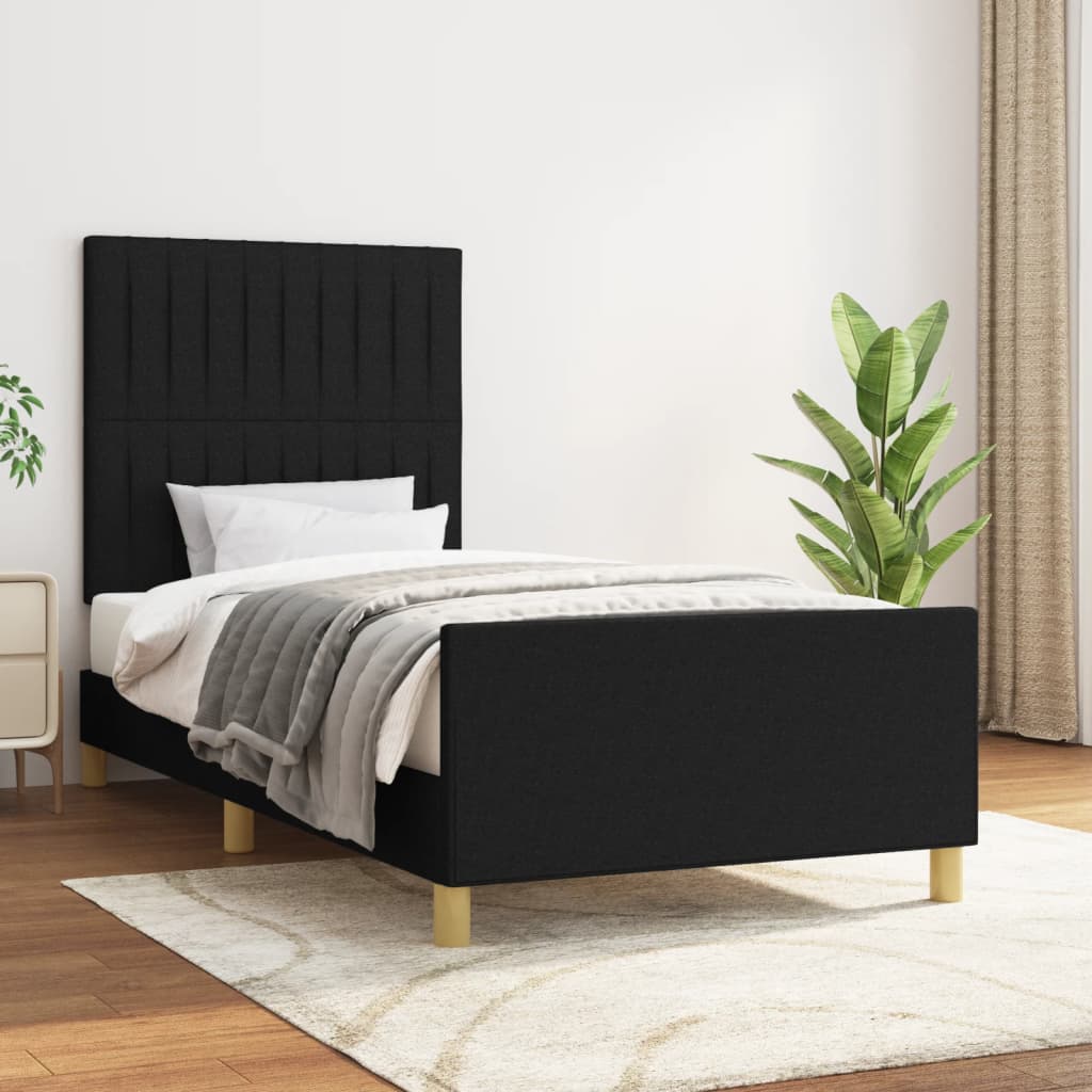 vidaXL Cadru de pat fără saltea țesătură neagră 80x200 cm vidaXL Cadru de pat fără saltea țesătură neagră 80x200 cm