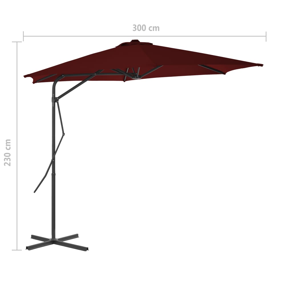 vidaXL Umbrelă de grădină, stâlp din oțel, roșu bordo, 300x230 cm vidaXL Umbrelă de grădină, stâlp din oțel, roșu bordo, 300x230 cm