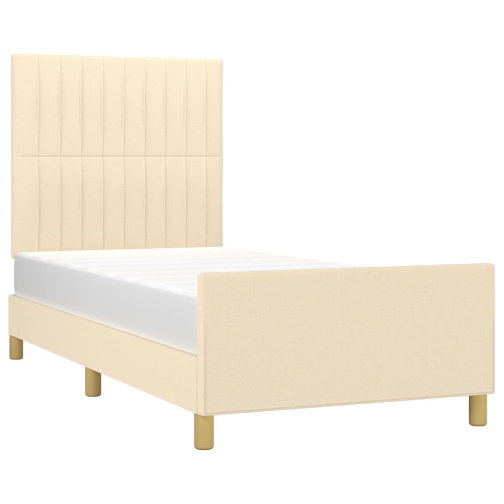 vidaXL Cadru de pat fără saltea cremă 90x190 cm țesătură