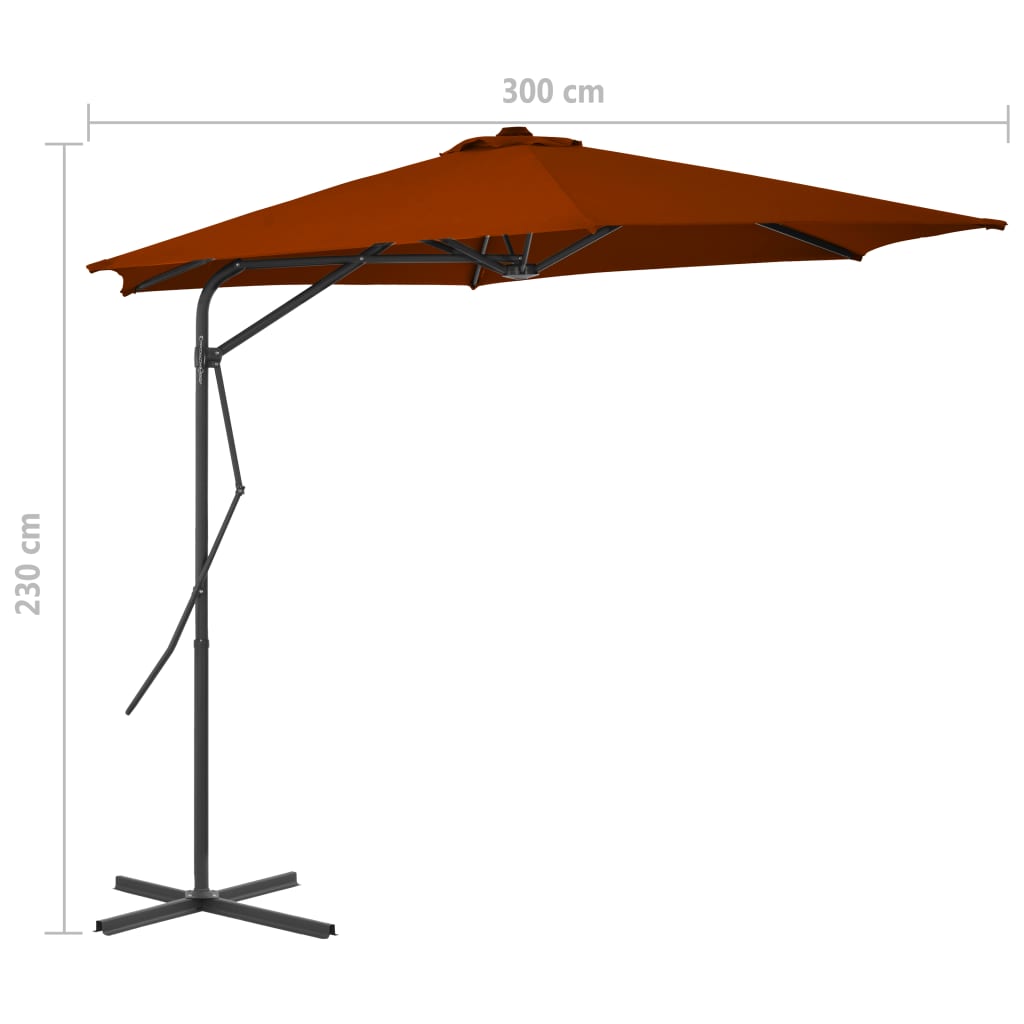 vidaXL Umbrelă de grădină, stâlp din oțel, cărămiziu, 300x230 cm vidaXL Umbrelă de grădină, stâlp din oțel, cărămiziu, 300x230 cm