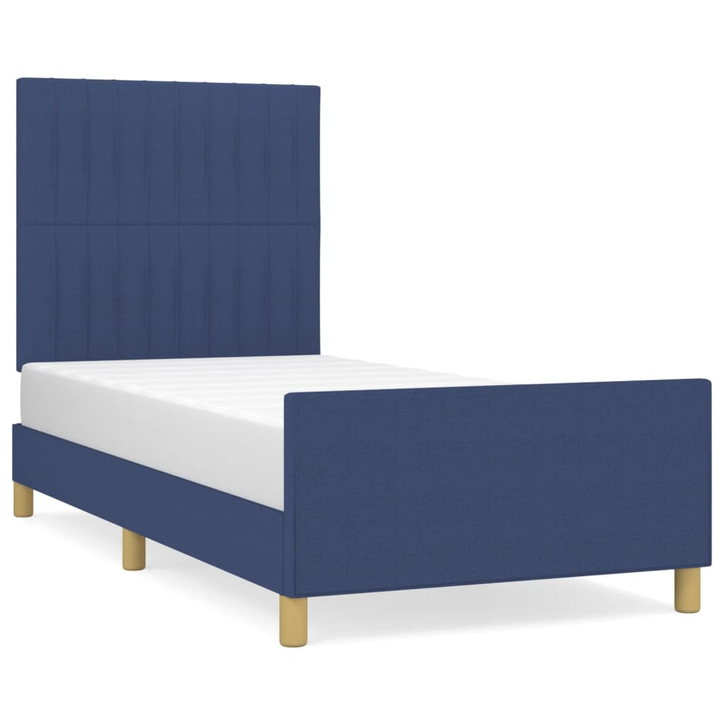 vidaXL Cadru de pat fără saltea țesătură albastră 100x200 cm vidaXL Cadru de pat fără saltea țesătură albastră 100x200 cm