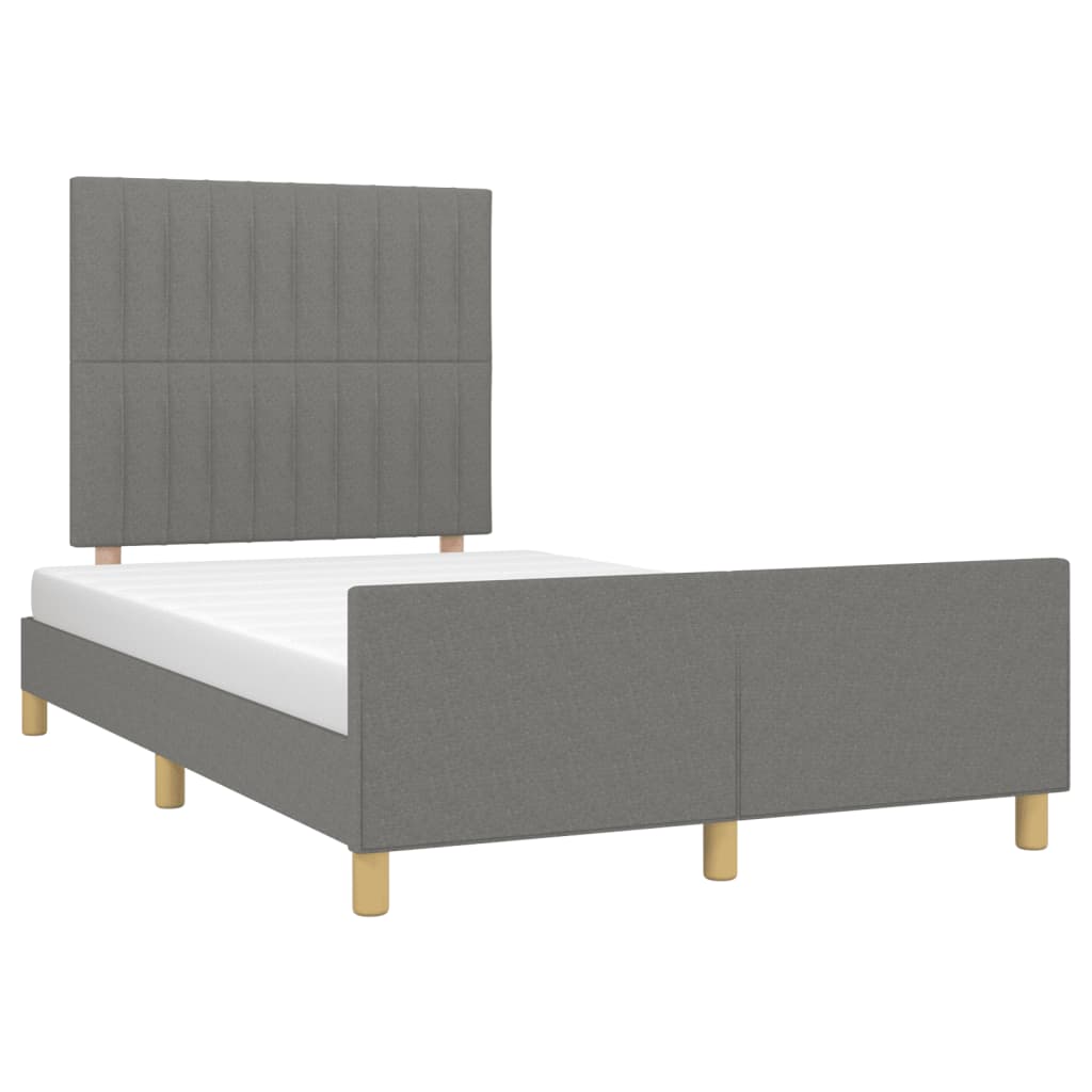 vidaXL Cadru de pat fără saltea, gri închis, 120x200 cm, textil