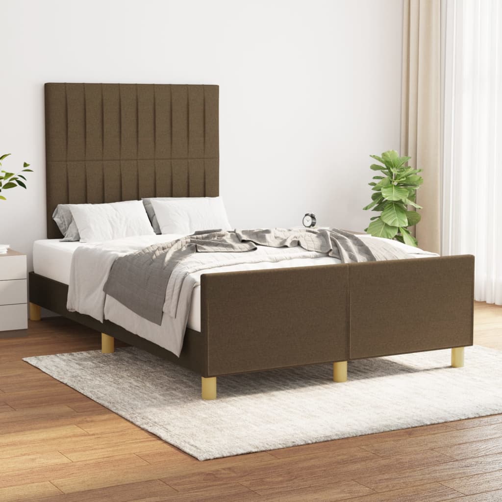 vidaXL Cadru de pat fără saltea, maro închis, 120x200 cm, textil vidaXL Cadru de pat fără saltea, maro închis, 120x200 cm, textil