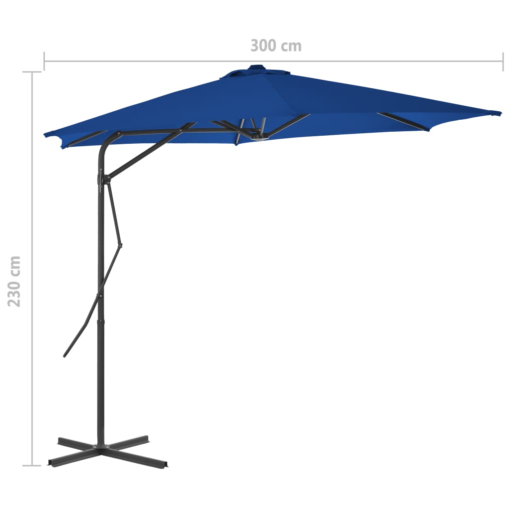 vidaXL Umbrelă de grădină, stâlp din oțel, albastru, 300x230 cm vidaXL Umbrelă de grădină, stâlp din oțel, albastru, 300x230 cm