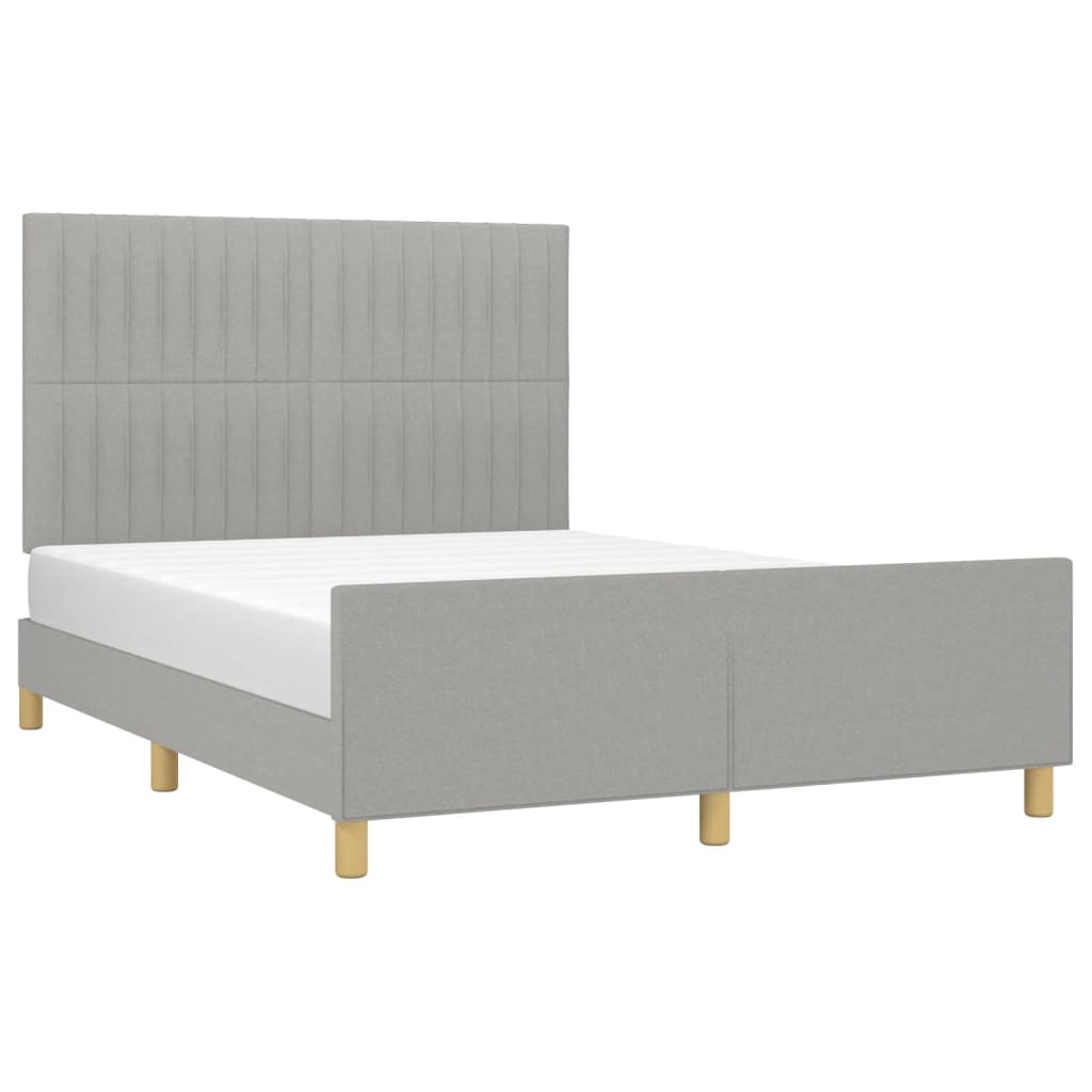 vidaXL Cadru de pat fără saltea, gri deschis, 140x190 cm, textil