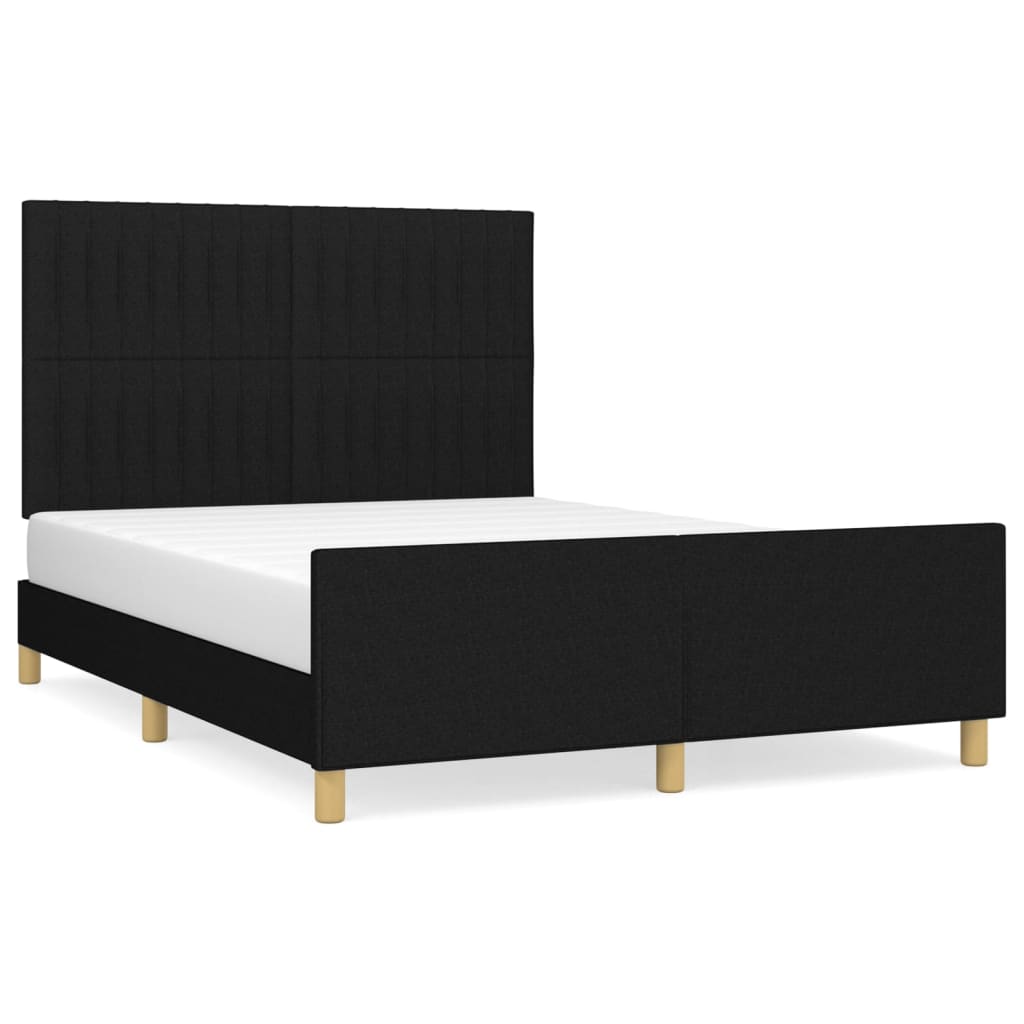 vidaXL Cadru de pat fără saltea, negru, 140x190 cm, textil vidaXL Cadru de pat fără saltea, negru, 140x190 cm, textil