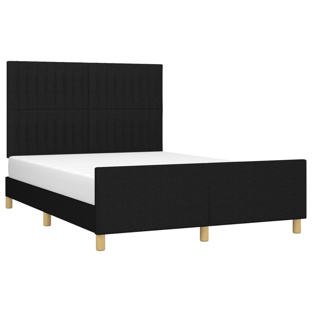 vidaXL Cadru de pat fără saltea, negru, 140x190 cm, textil vidaXL Cadru de pat fără saltea, negru, 140x190 cm, textil