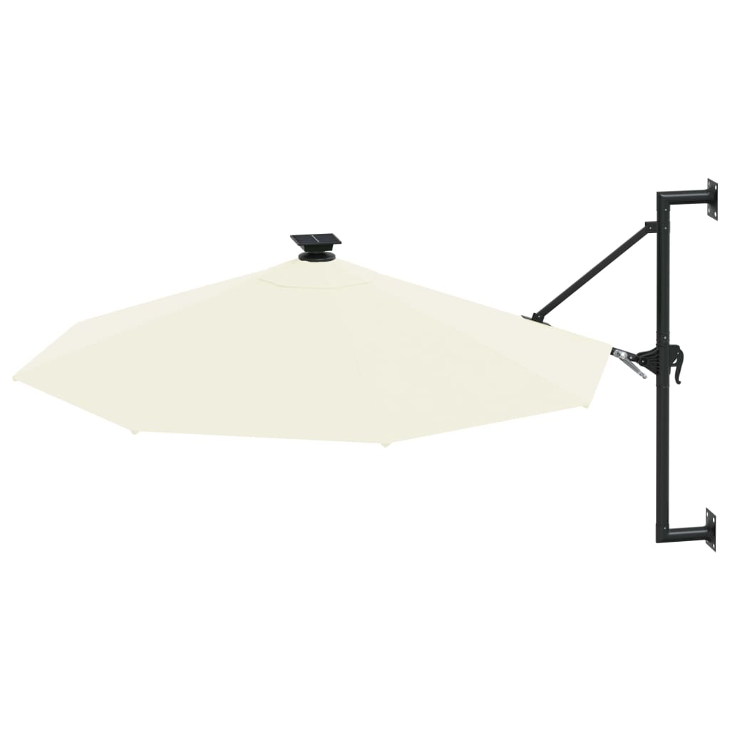 vidaXL Umbrelă de soare montată pe perete cu LED-uri, nisipiu, 300 cm vidaXL Umbrelă de soare montată pe perete cu LED-uri, nisipiu, 300 cm