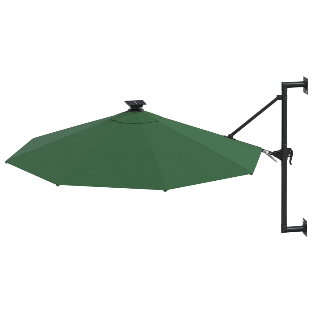 vidaXL Umbrelă de soare montată pe perete cu LED-uri, verde, 300 cm vidaXL Umbrelă de soare montată pe perete cu LED-uri, verde, 300 cm