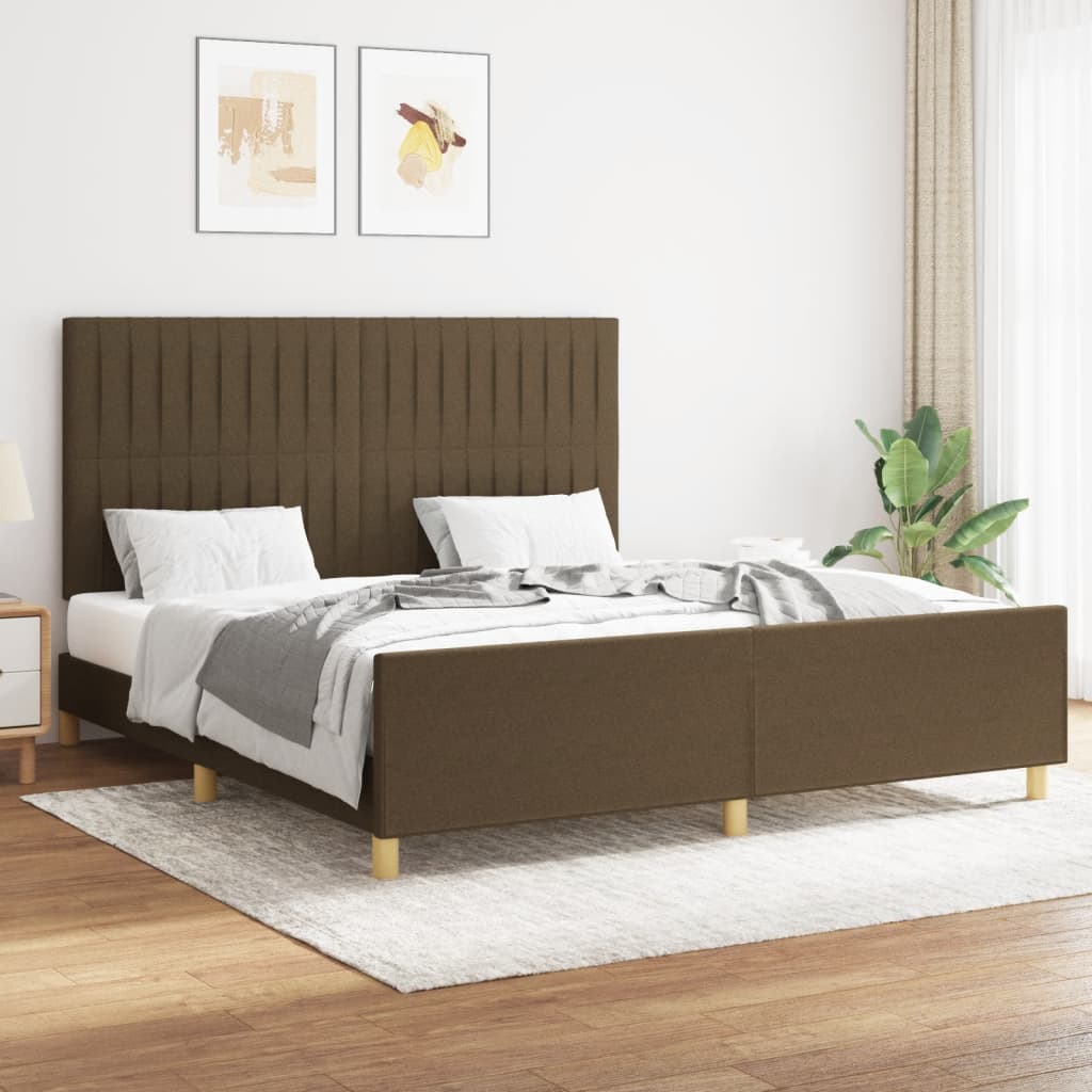 vidaXL Cadru de pat fără saltea, maro închis, 160x200 cm, textil vidaXL Cadru de pat fără saltea, maro închis, 160x200 cm, textil