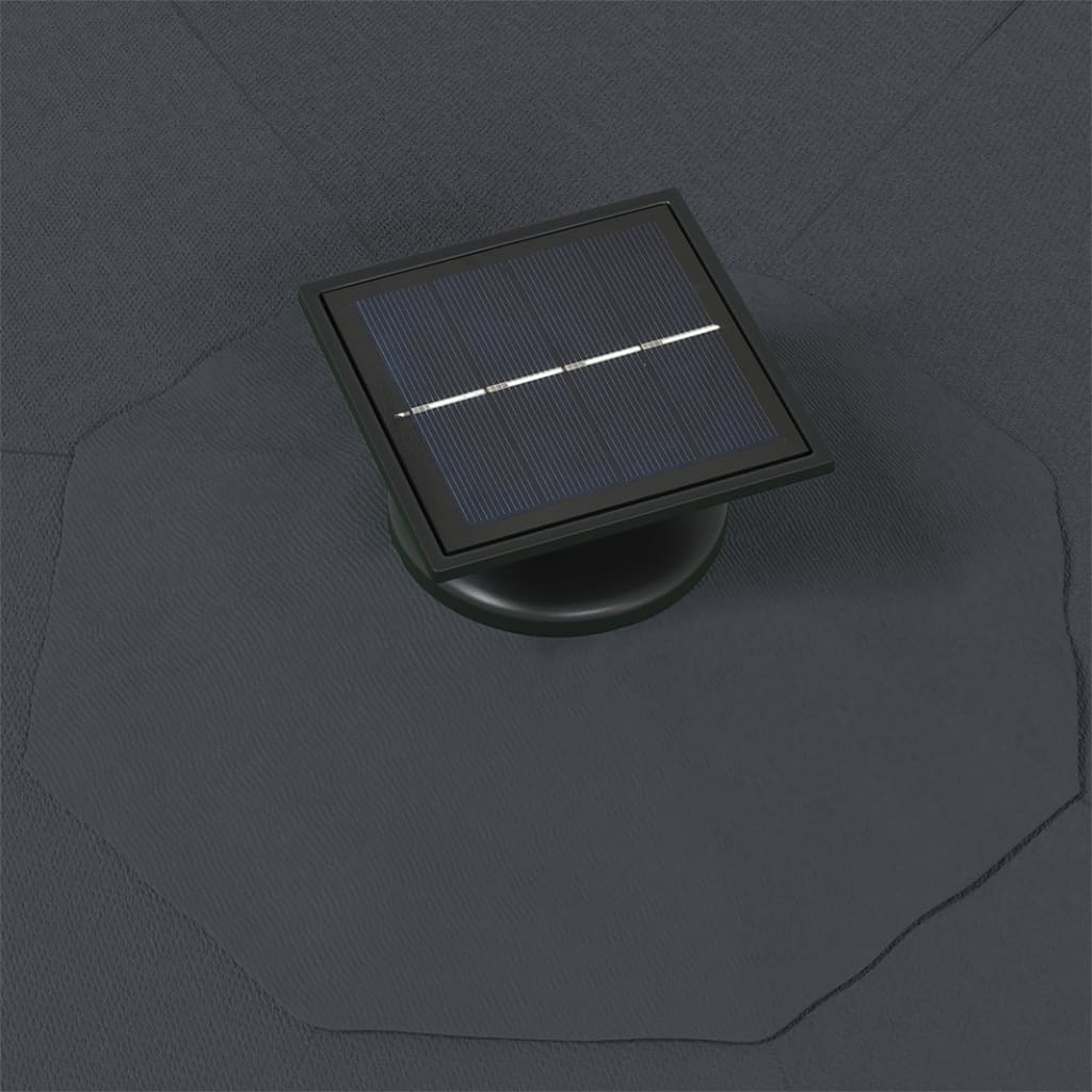 vidaXL Umbrelă de soare montată pe perete cu LED-uri, antracit, 300 cm vidaXL Umbrelă de soare montată pe perete cu LED-uri, antracit, 300 cm