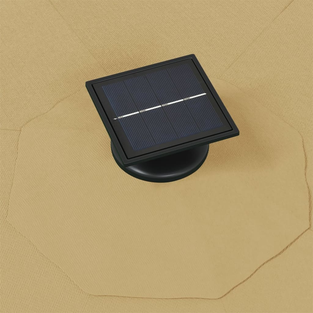 vidaXL Umbrelă de soare montată pe perete cu LED-uri, taupe, 300 cm