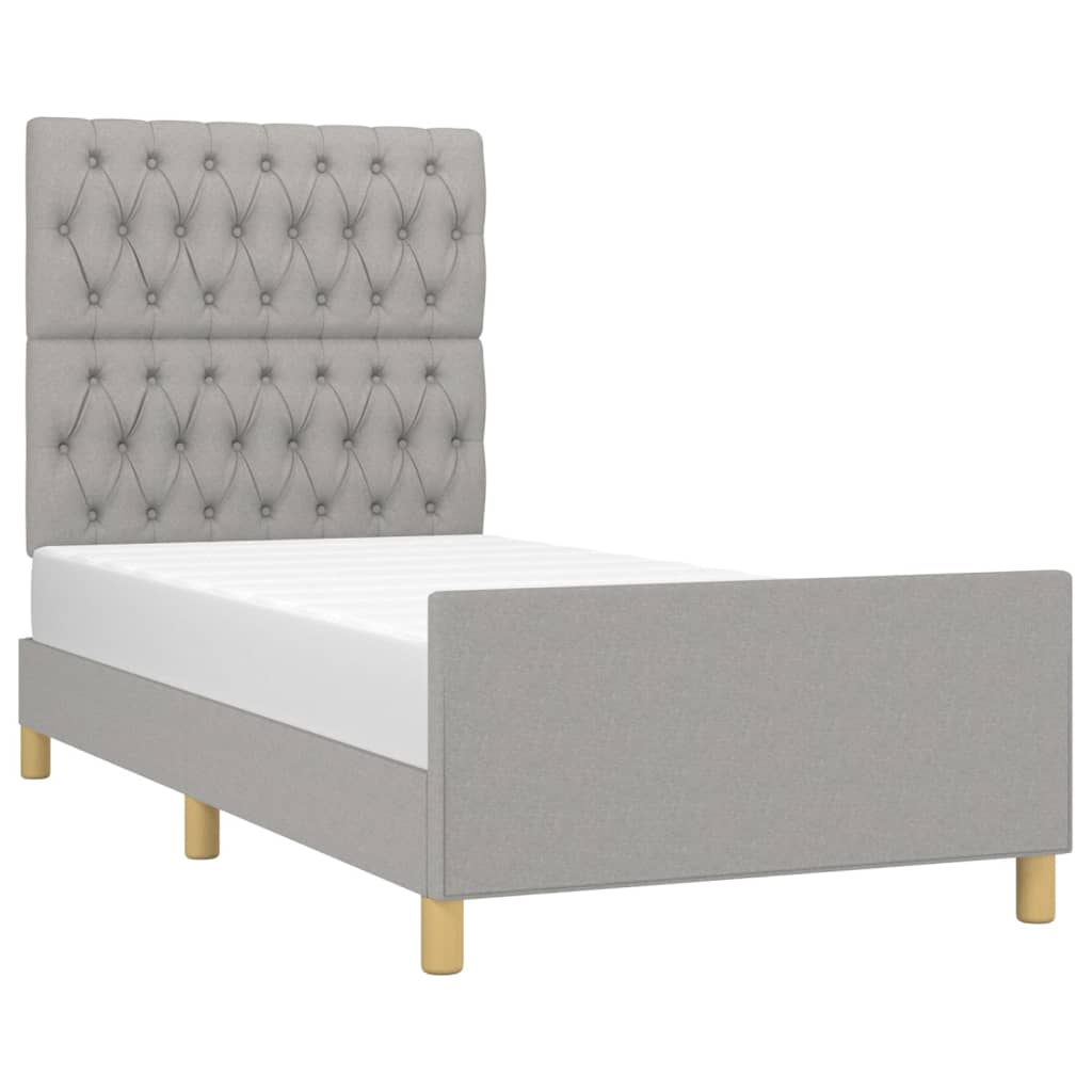 vidaXL Cadru de pat fără saltea, gri deschis, 90x190 cm, textil