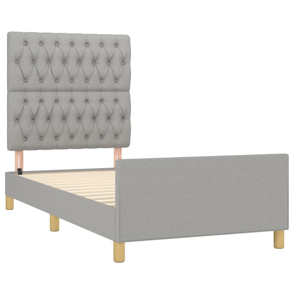 vidaXL Cadru de pat fără saltea, gri deschis, 90x200 cm, textil