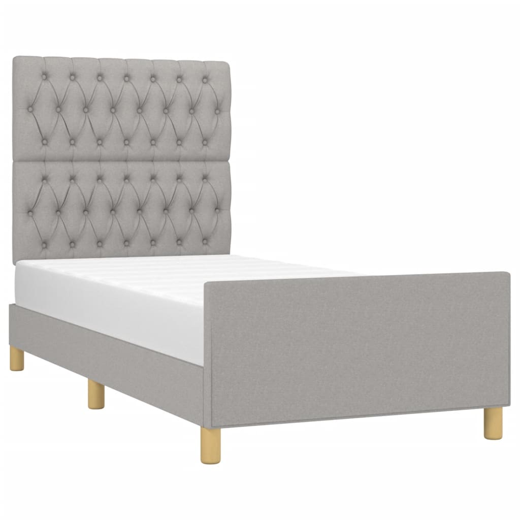 vidaXL Cadru de pat fără saltea, gri deschis, 100x200 cm, textil