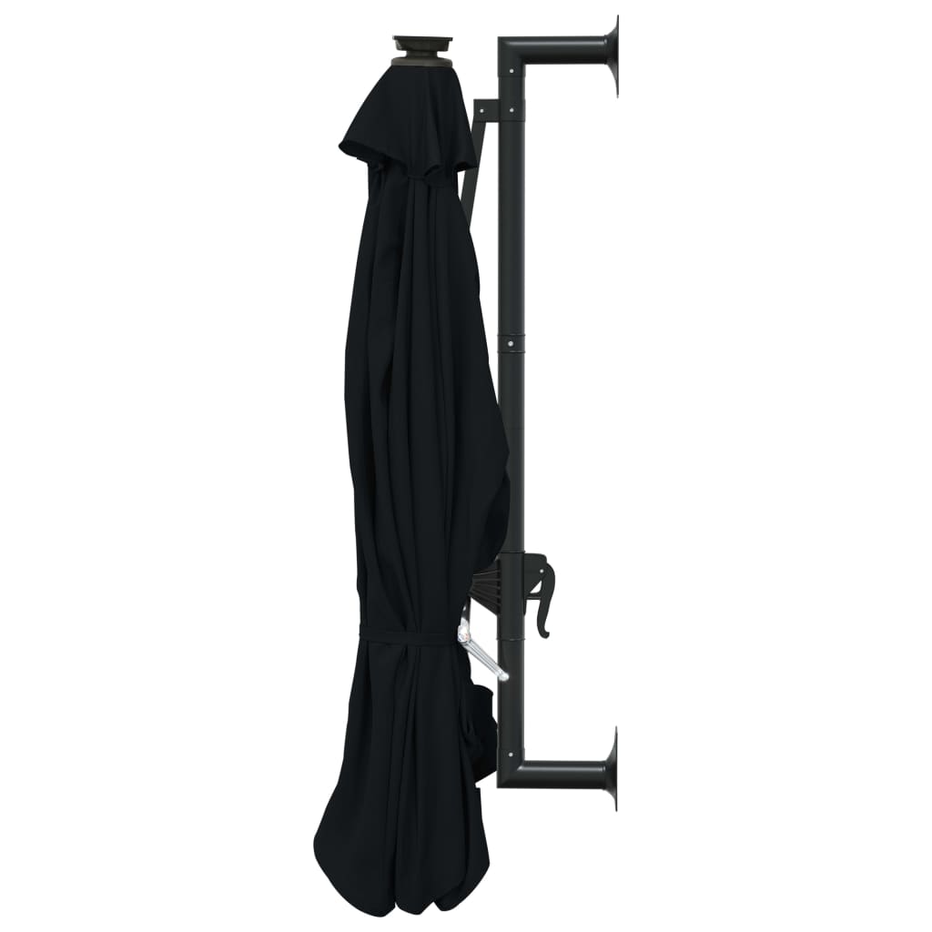 vidaXL Umbrelă de soare montată pe perete cu LED-uri, negru, 300 cm vidaXL Umbrelă de soare montată pe perete cu LED-uri, negru, 300 cm
