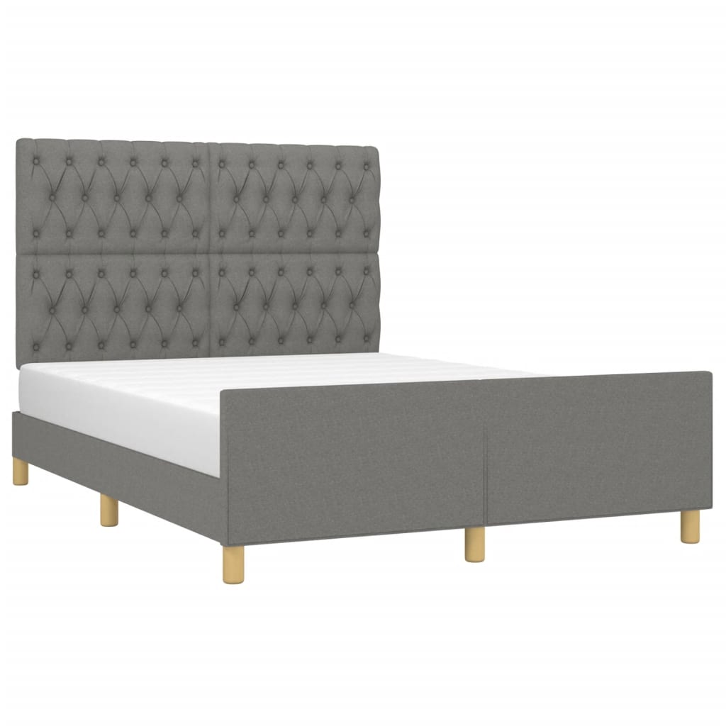 vidaXL Cadru de pat fără saltea, gri închis, 140x190 cm, textil