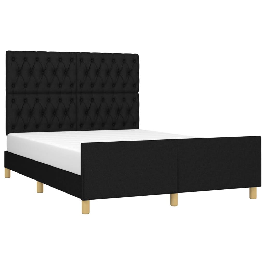 vidaXL Cadru de pat fără saltea, negru, 140x190 cm, textil