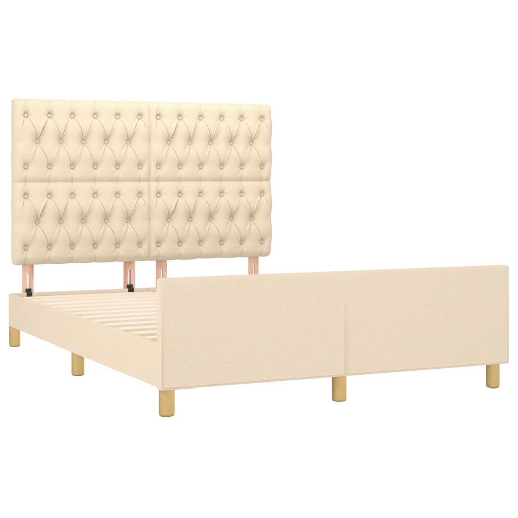 vidaXL Cadru de pat fără saltea, crem, 140x190 cm, textil