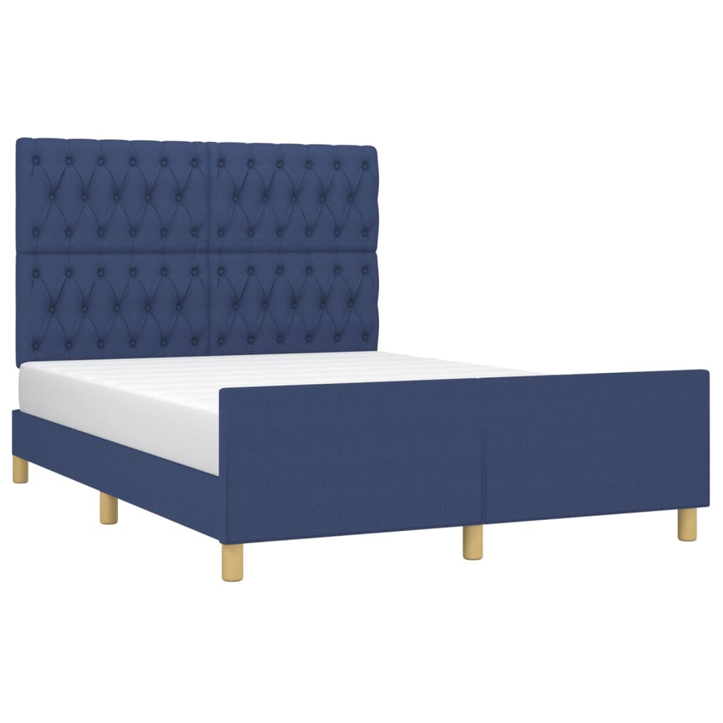 vidaXL Cadru de pat fără saltea, albastru, 140x190 cm, textil