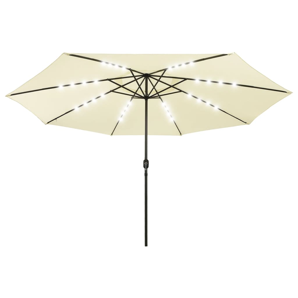 vidaXL Umbrelă soare de grădină cu LED-uri, nisipiu, 400 cm