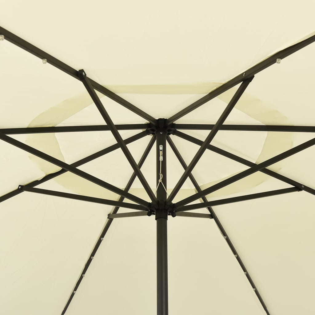 vidaXL Umbrelă soare de grădină cu LED-uri, nisipiu, 400 cm