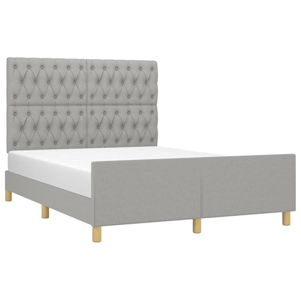 vidaXL Cadru de pat fără saltea, gri deschis, 140x200 cm, textil