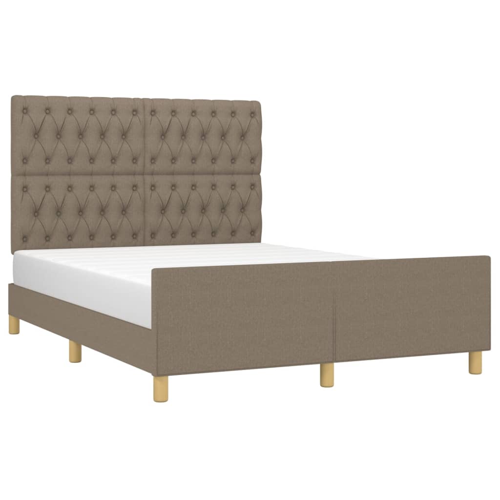 vidaXL Cadru de pat fără saltea, gri taupe, 140x200 cm, textil vidaXL Cadru de pat fără saltea, gri taupe, 140x200 cm, textil