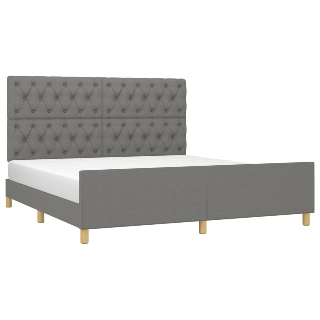 vidaXL Cadru de pat fără saltea, gri închis, 160x200 cm, textil