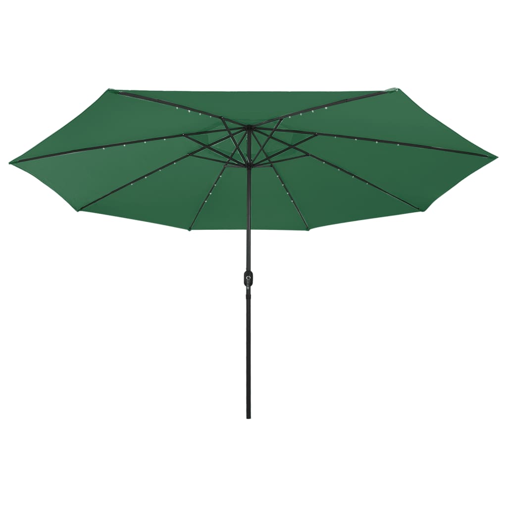 vidaXL Umbrelă soare de grădină cu LED-uri, verde, 400 cm