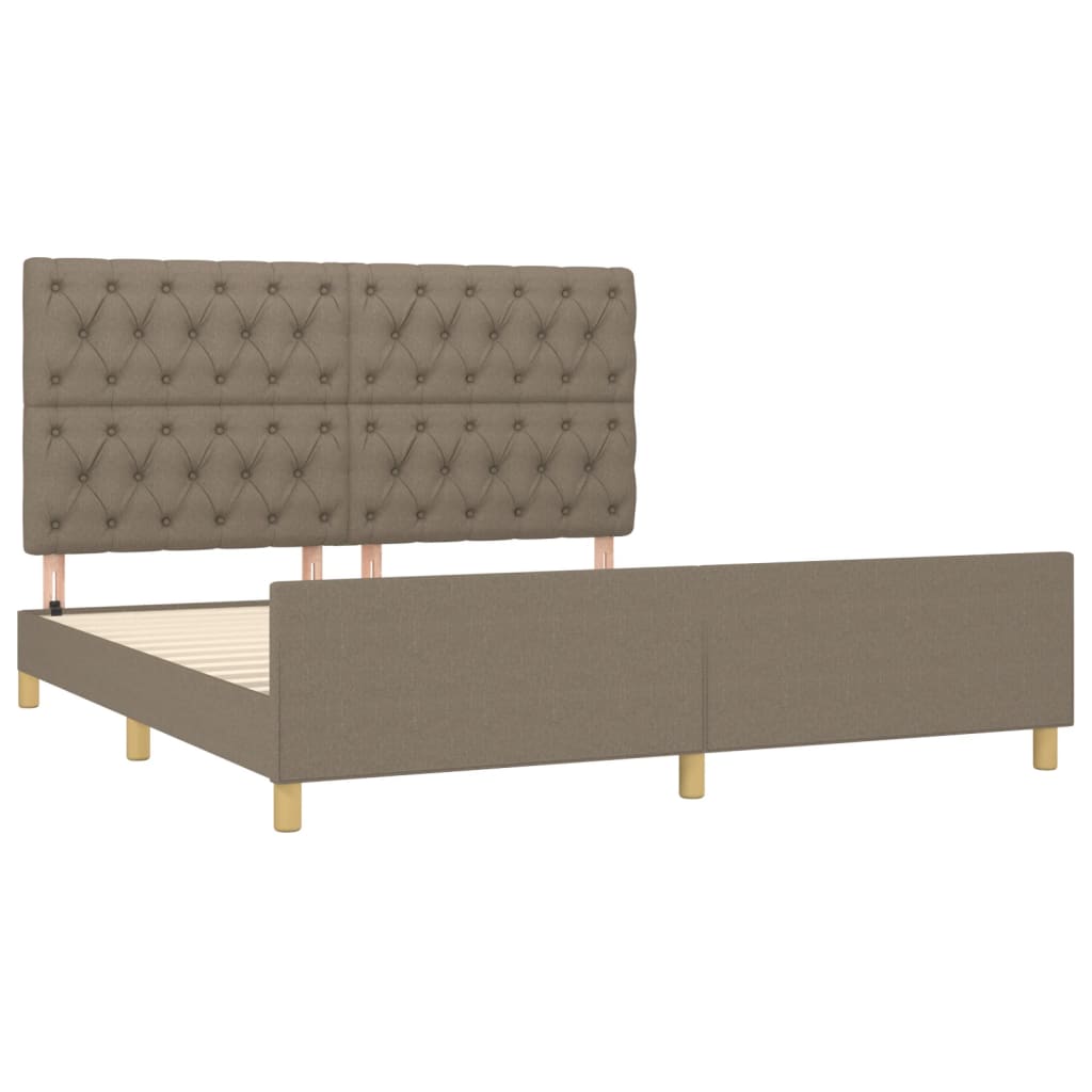 vidaXL Cadru de pat fără saltea, gri taupe, 160x200 cm, textil vidaXL Cadru de pat fără saltea, gri taupe, 160x200 cm, textil