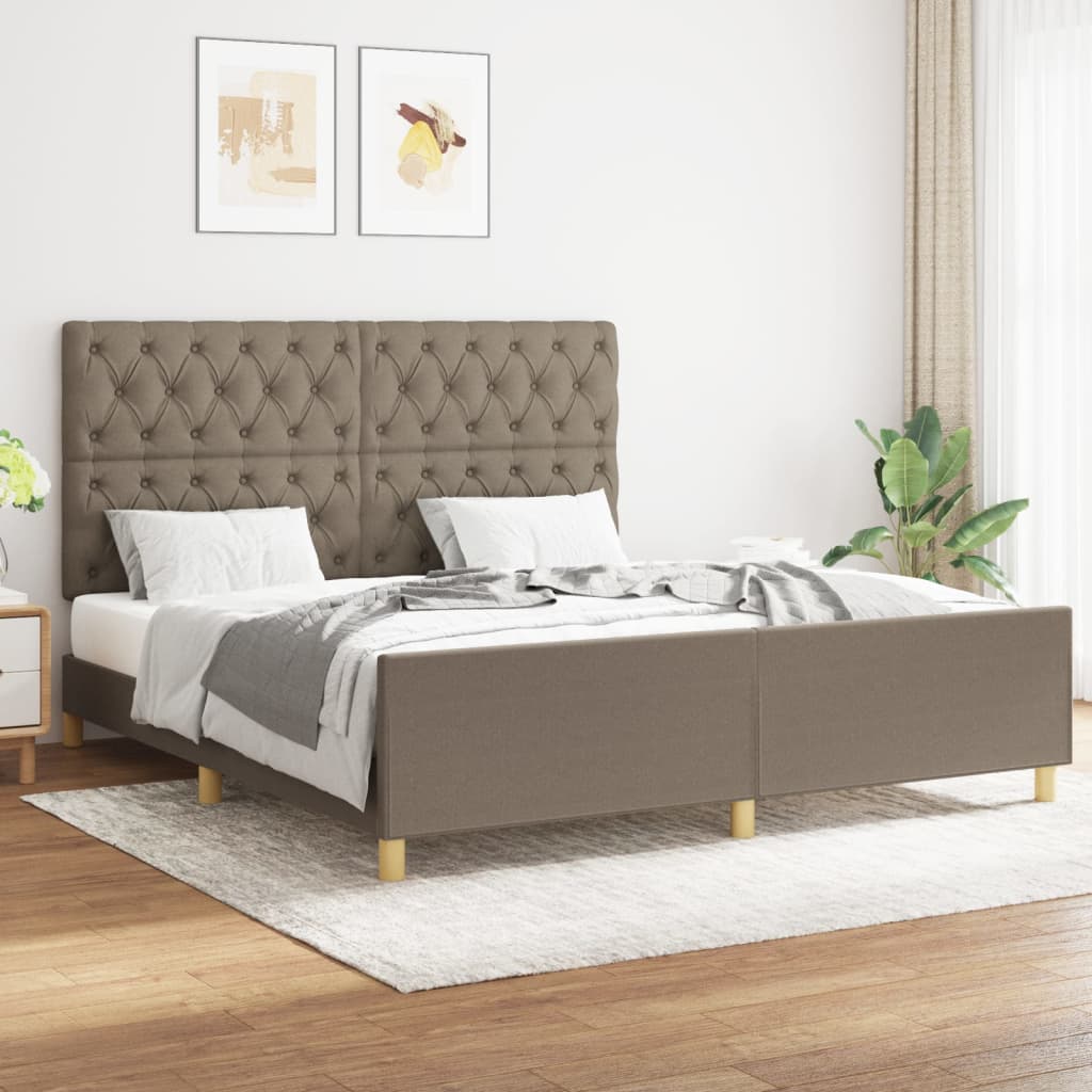 vidaXL Cadru de pat fără saltea, gri taupe, 160x200 cm, textil vidaXL Cadru de pat fără saltea, gri taupe, 160x200 cm, textil